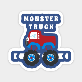 illustration of monster truck with cartoon style. Magnet