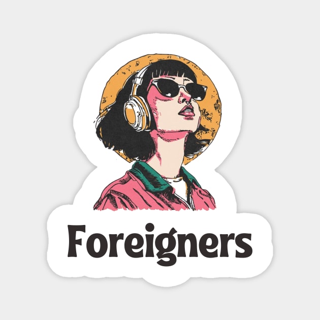 Women Listening To Foreigner Magnet by grayscalecoloring