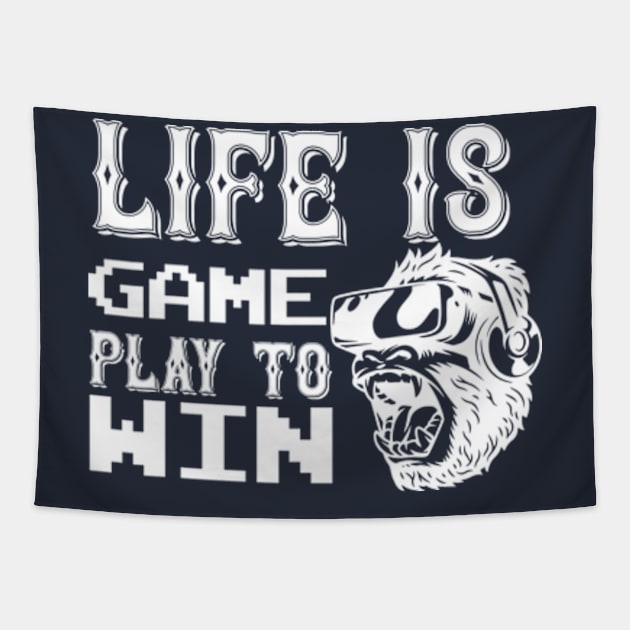 Life Is Game. Play To Win Tapestry by AdultSh*t