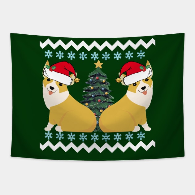 Cute Christmas Corgi Santa Tapestry by epiclovedesigns