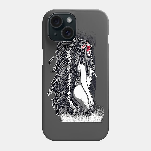 Native American Woman in Headdress Design Phone Case by Jarecrow 