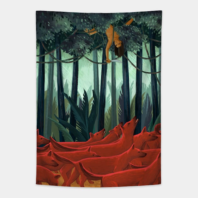 Red Dogs Tapestry by beesants