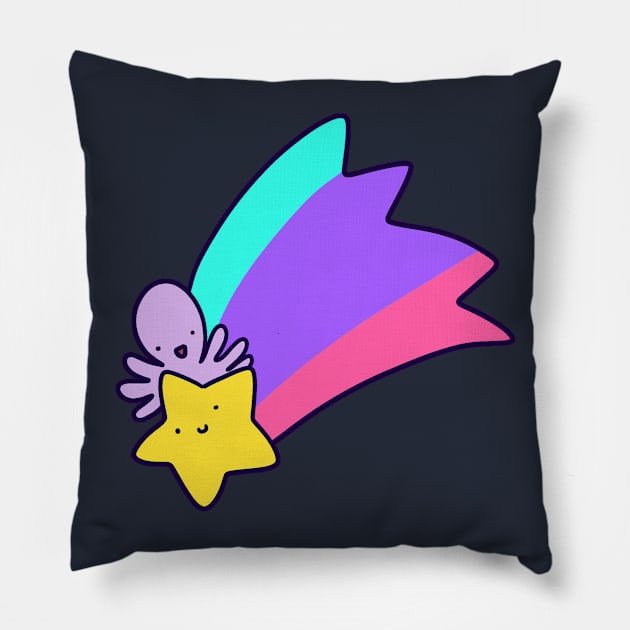 Rainbow Shooting Star Octopus Pillow by saradaboru