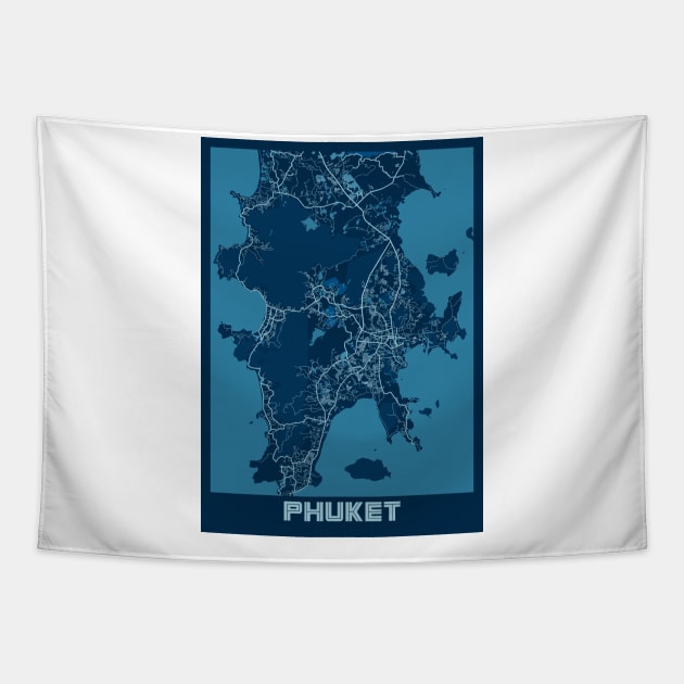 Phuket - Thailand Peace City Map Tapestry by tienstencil