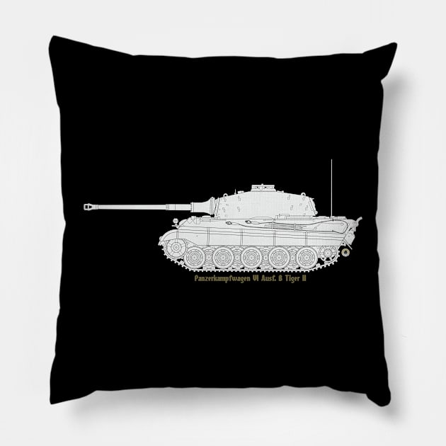 Panzerkampfwagen VI Ausf. B Tiger II (white version) Pillow by FAawRay