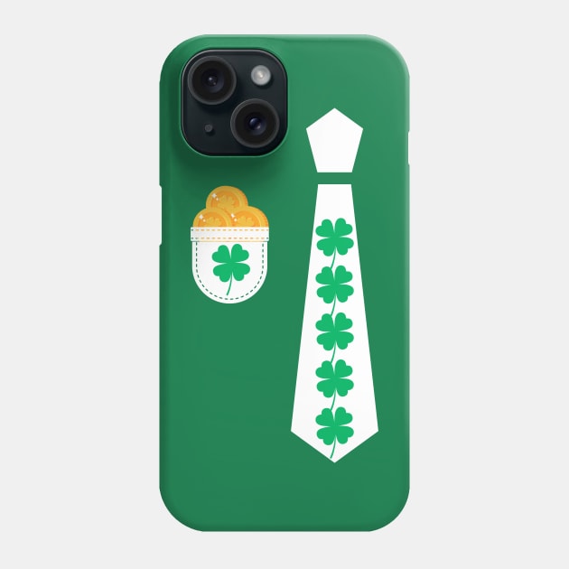 St Patricks Day Tie shamrock tuxedo Suit pocket with St patricks day gold coins Phone Case by Artstastic