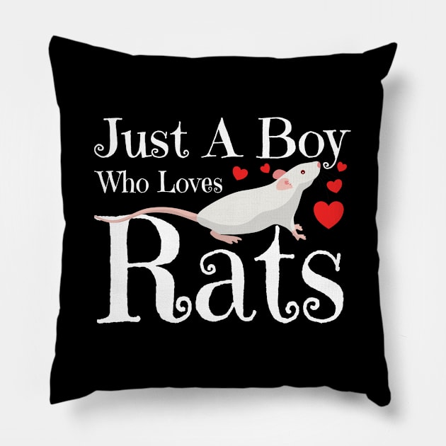 Rat - Just A Boy Who Loves Rats Pillow by Kudostees