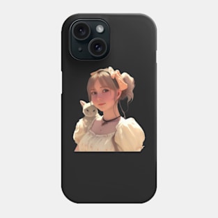 Beautiful Princess With her Cat Sticker Phone Case