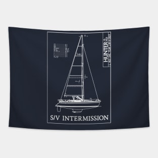 Ver.2 S/V Intermission Asbestos Navy FRONT AND BACK White Graphic Tapestry