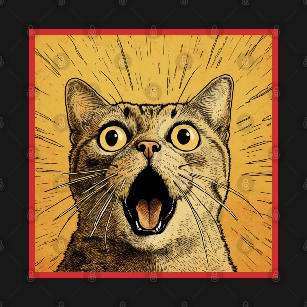 Shocked Cat Cartoon Vintage Cartoon Cat Crazy by OscarVanHendrix