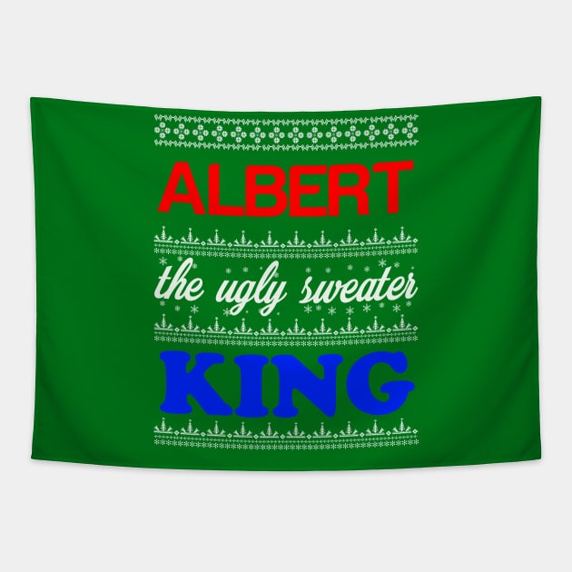 ALBERT the Ugly Sweater King> Happy Holidays Tapestry by CoolApparelShop