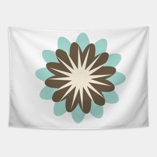 Retro Flower in Light Blue, Brown and Cream Tapestry