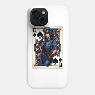 Policewoman Playing Card Queen of Spades Phone Case