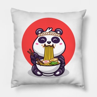 Cute Panda Eating Ramen Noodle Pillow