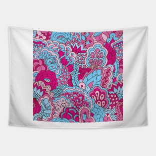 Abstract Floral Neck Gator Pink Aqua Floral Abstract Tapestry