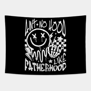 Ain't No Hood Like Fatherhood Funny Skeleton Dad Fathers Day Tapestry