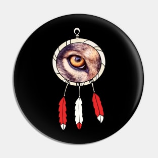 Dream catcher and wolf Pin