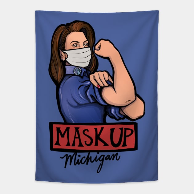 Mask Up Michigan Tapestry by bubbsnugg