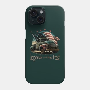 Patriotic Vintage Ride: Old Pickup Truck with American Flag Phone Case