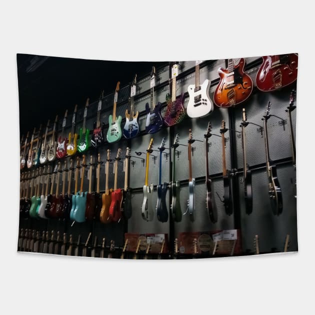 Wall of Guitars Tapestry by JadedAlice