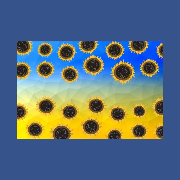 Ukraine yellow blue geometric mesh pattern Sunflowers by PLdesign