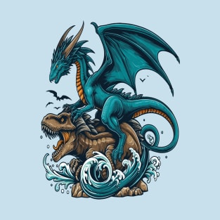 Dragon Dino Fusion, Great Wave Of Kanagawa T-Shirt