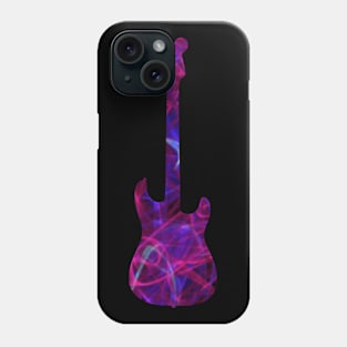 Pink Flame Guitar Silhouette on Black Phone Case