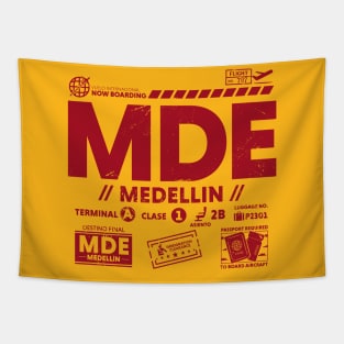 Vintage Medellin MDE Airport Code Travel Day Retro Travel Tag B Tapestry