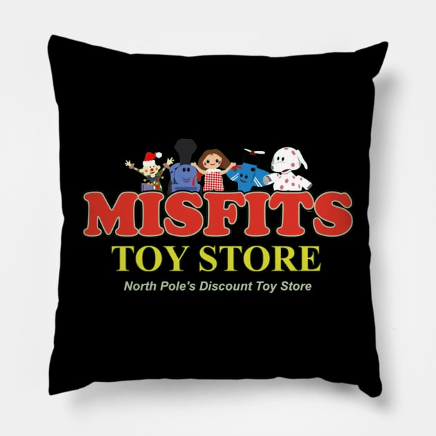 Misfits Toy Store - North Pole's Discount Toy Store Pillow by DrawingBarefoot