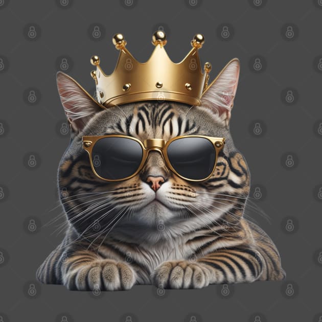 Cute Tabby Cat Wearing a Crown, Cat wearing Glasses by Sovereign Species