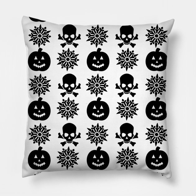 Creepy Christmas Skulls And Pumpkins Pattern Pillow by LunaMay