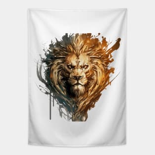 Lion Portrait Animal Painting Wildlife Outdoors Adventure Tapestry