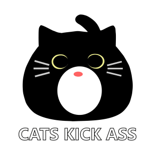 Cats Kick Ass! - Large Tuxedo Cat Version T-Shirt T-Shirt