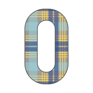 Monogram Letter O, Blue, Yellow and Grey Scottish Tartan Style Typography Design T-Shirt