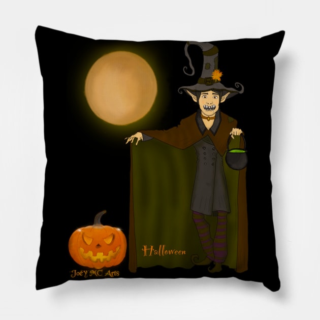 Halloween pumpkin scarecrow spooky Evil Elf fall autumn T-Shirt Mug Apparel Hoodie Sticker Gift T-Shirt Pillow by Joey's Magical Art & Craft