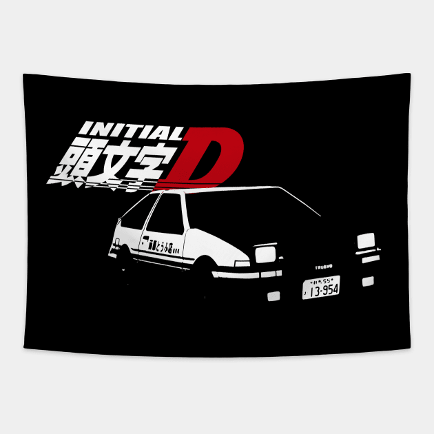 Initial D Toyota Corolla Trueno ae86 Simplistic Graphic Tapestry by cowtown_cowboy