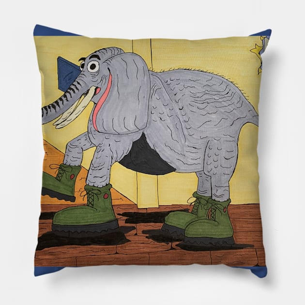 Elephant in Combat Boots Pillow by Soundtrack Alley