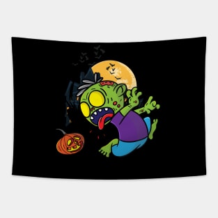 Funny Halloween Zombie Cartoon Tapestry