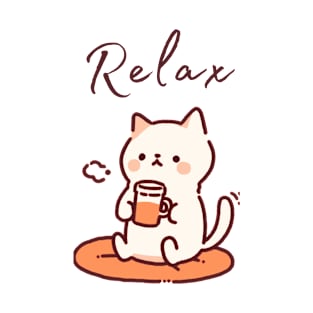 Purrfectly Relaxed Cat with Coffee T-Shirt