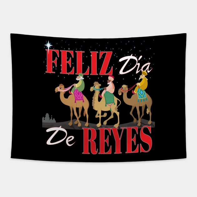 Feliz Dia De Reyes Happy Three Kings Day Los Reyes Magos New Years Tapestry by Envision Styles