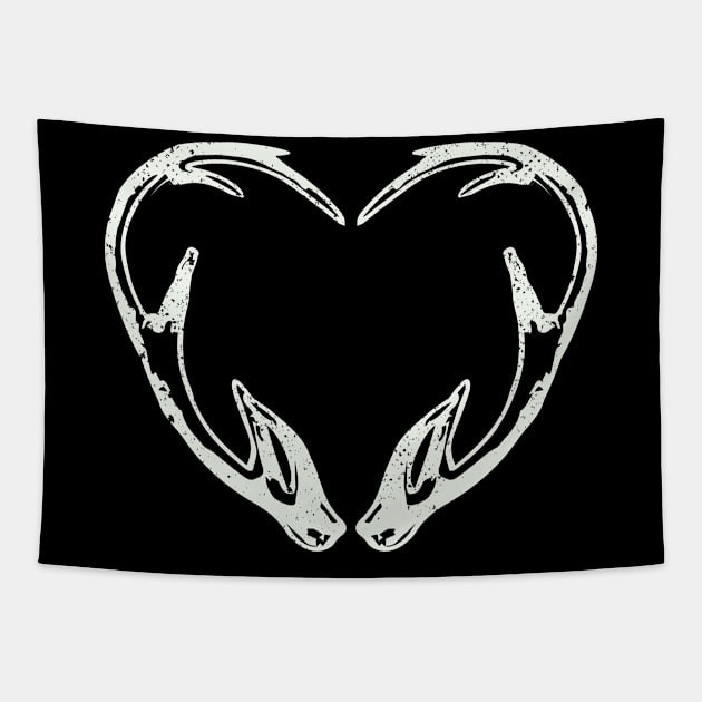 Elk, deer or moose shed antler heart shape- Hunter Tapestry by tmuzaa