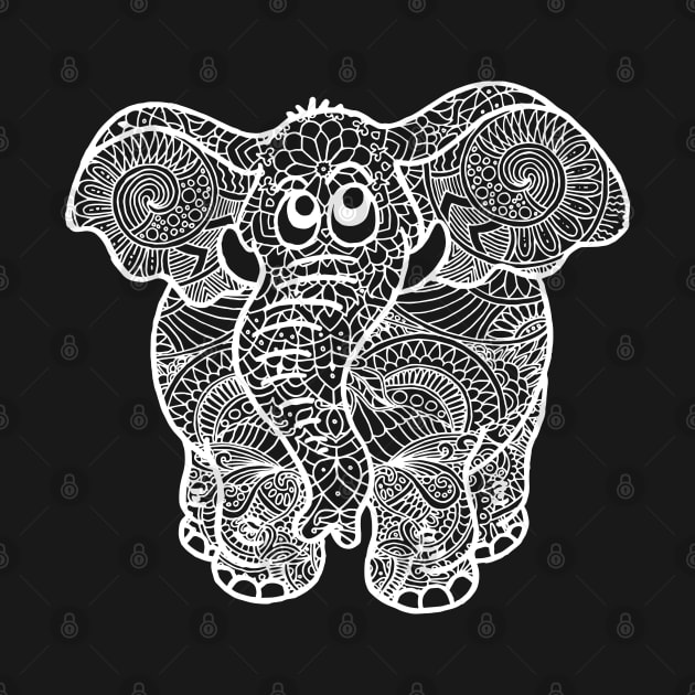 Elephant Zentangle - White Lace by ElviraDraat