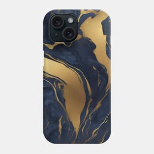 Preppy Boho Chic Minimalist Gold and Blue Marble Phone Case