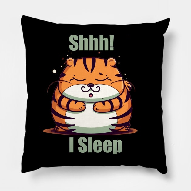 Kawaii Chubby Tiger, I Sleep Pillow by FrenArt