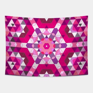 Pink, Purple and White Geometric Flower Mandala Tapestry