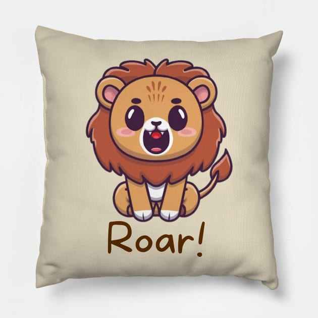 Kawaii Baby Lion Pillow by LionKingShirts