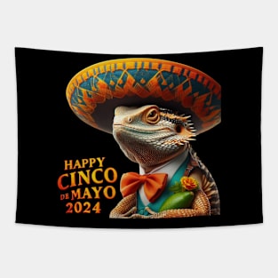 Happy Cinco de Mayo 2024 Mariachi Mexican Lizard Tapestry