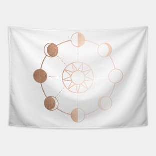 Rose Gold Lunar Calendar Tapestry