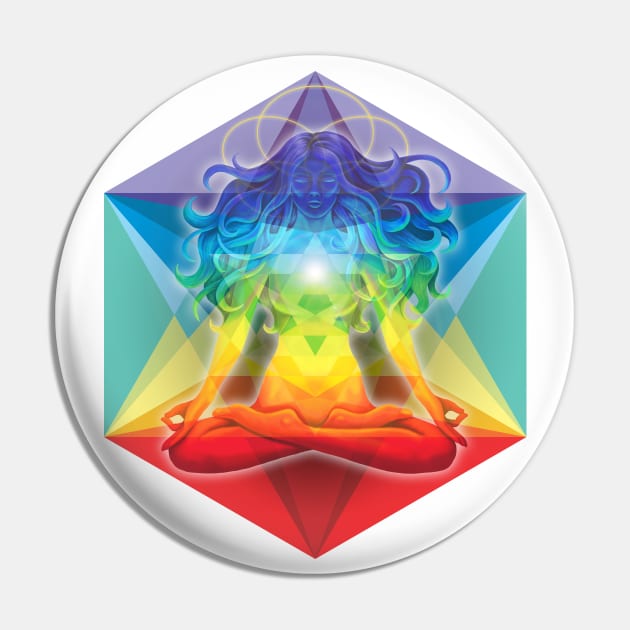 Geometric Woman with the Colors of the Chakras Pin by MandalaSoul