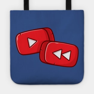 Red Play Button in Rounded Rectangle Music Cartoon Vector Icon Illustration Tote
